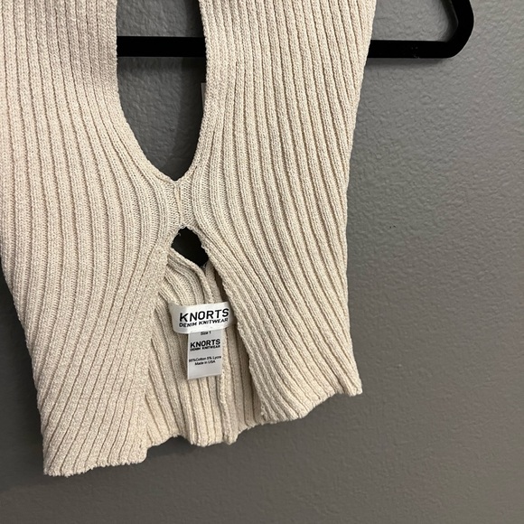 KNORTS Denim Knitwear Cream Halterneck - Picture 3 of 5